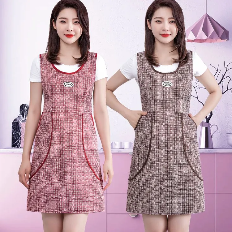 束腰防水围裙新款厨房做饭时尚家用坎肩围腰防油上班耐脏工作服