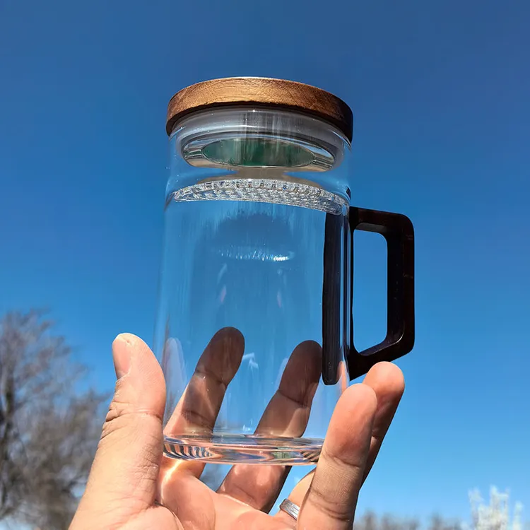 智能温度显示月牙绿茶杯高硼硅玻璃绿茶杯高端茶具套装送观山杯