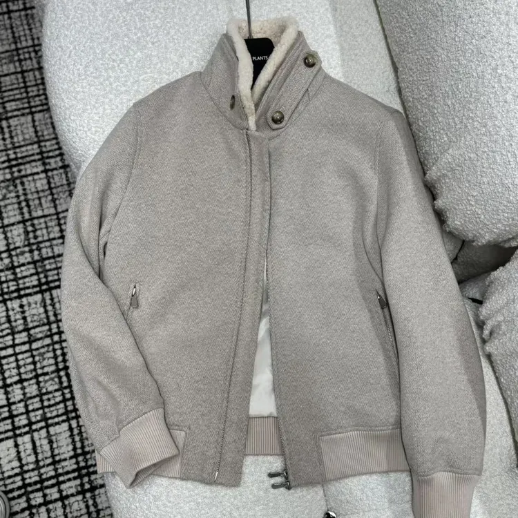 老钱风 | 男士秋冬新款绵羊毛混纺时尚老钱风毛领棉服外套