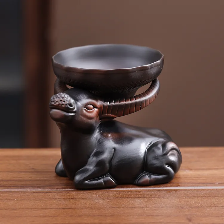 茶漏过滤器高档牛茶宠摆件精品可养创意茶滤盖置功夫茶具配件用品