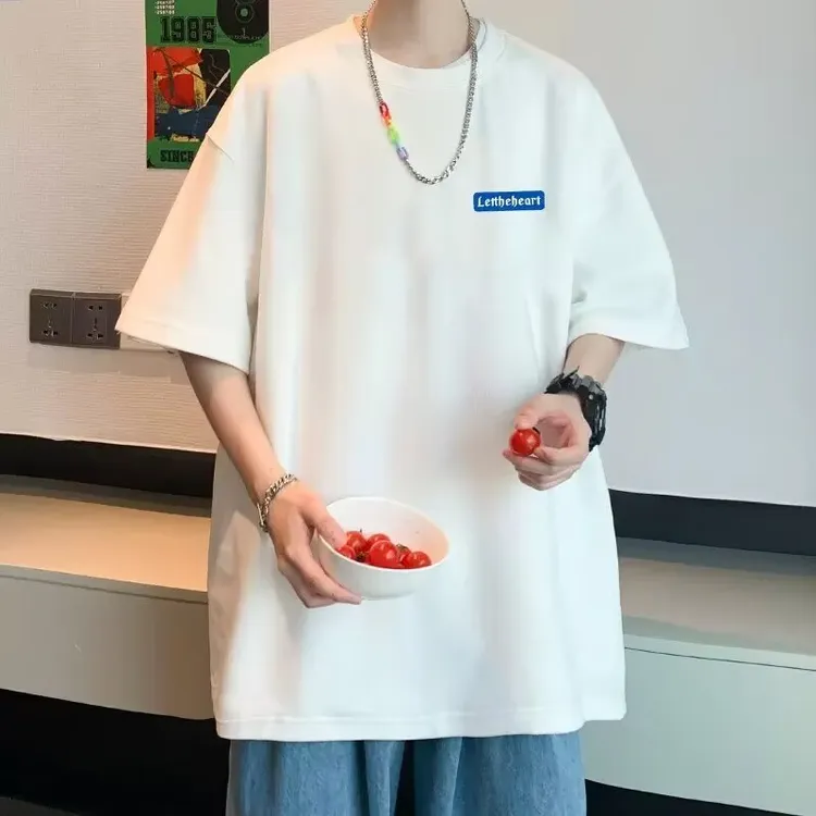 美式短袖男夏季设计感小众潮流百搭重磅t恤港风纯色男装潮牌衣服