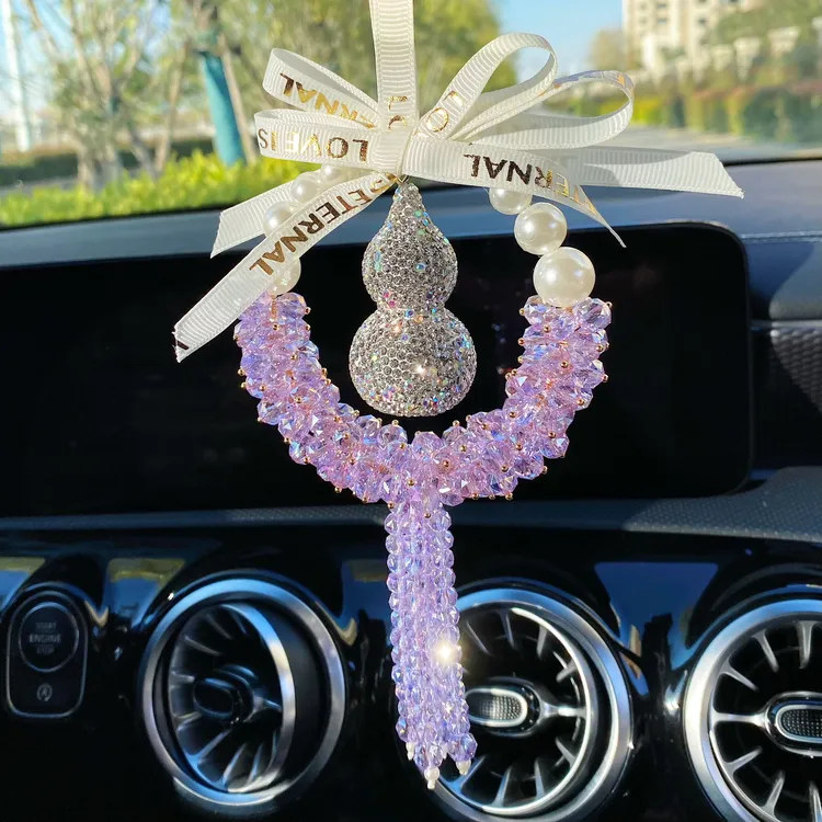 葫芦汽车挂件汽车后视镜镶钻祝福平安葫芦车内轻奢挂饰车载