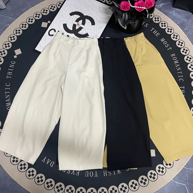 欧洲站2025秋季新款时尚百搭高腰显瘦纯色九分裤女宽松阔腿裤女潮