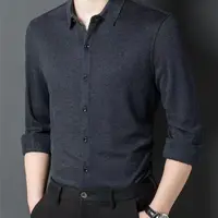 麻享【男士蚕丝澳绒衬衫】秋冬长袖衬衣舒适透气打底外穿FSY51053