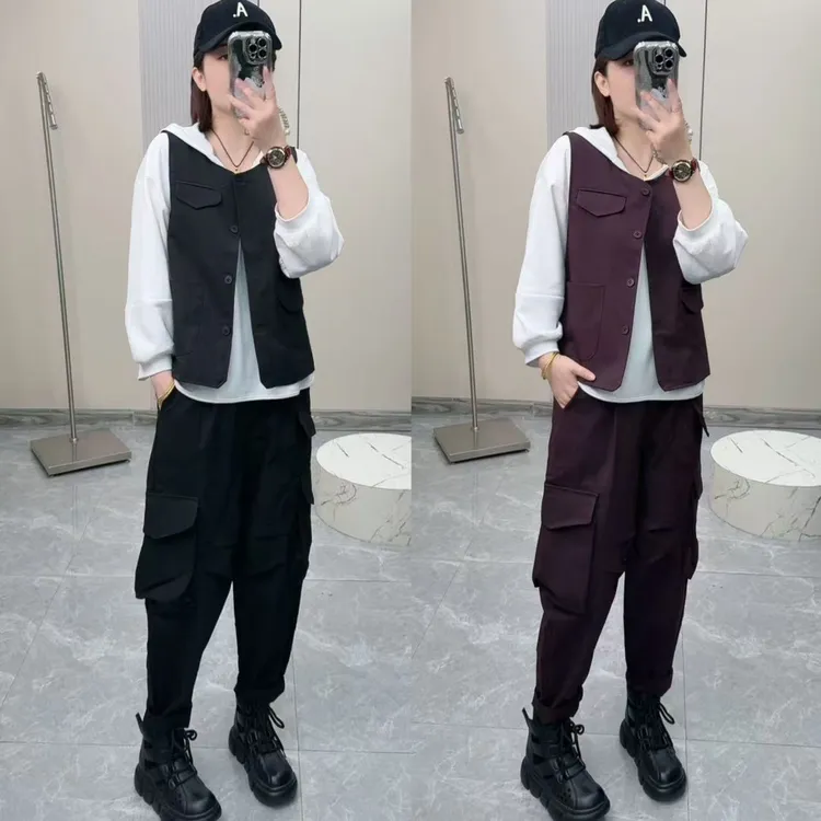 秋季百搭宽松型马夹潮流无袖套装清凉感