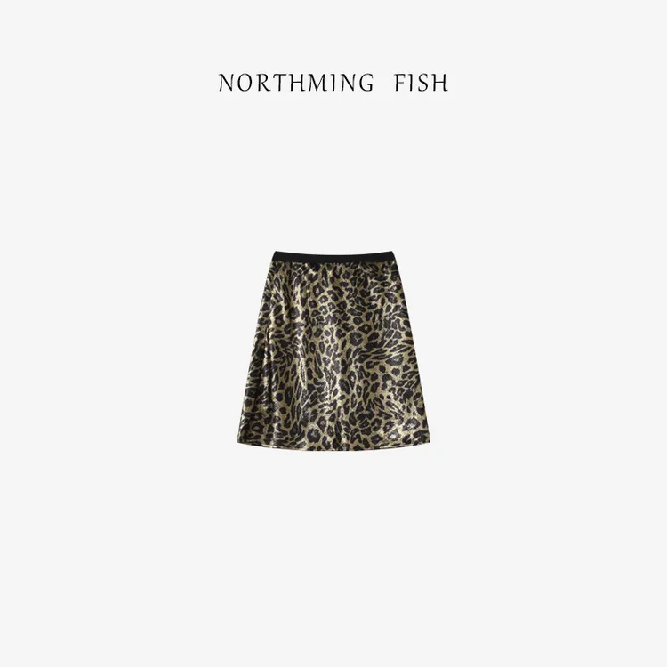 NorthMing fish「风沙舞曲」搭配小能手 松紧腰金豹纹短裙