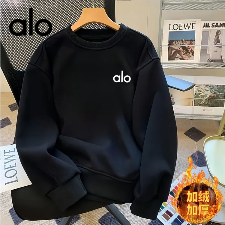 【官方奥特莱斯】alo圆领秋冬男简约加绒加厚卫衣套头潮流长袖春秋