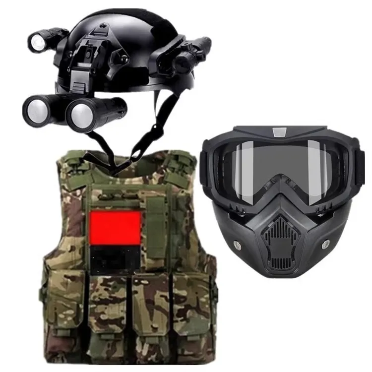 儿童战术头盔迷彩马甲背心男孩特种兵小特警三级甲套装备面具玩具
