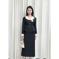 【嘉伯丽尔】小娜椒小个子秋季法式黑色收腰西装外套包臀半身裙女