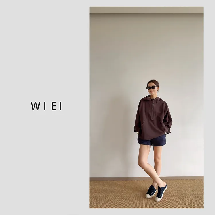 《WI EI》”行者“ 户外运动半拉链连帽外套 腰部抽绳冲锋衣 23041