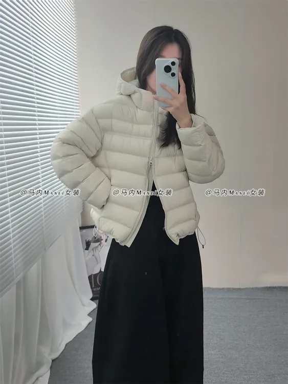 高端泡芙排骨羽绒服女短款2025冬季新款90白鸭绒连帽宽松保暖外套