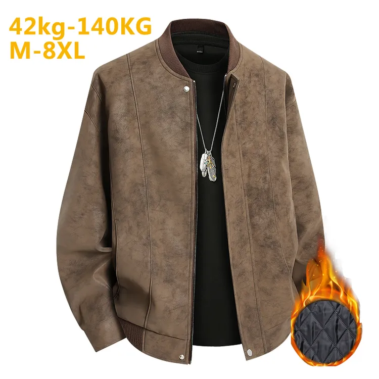 休闲男士机车皮衣外套秋冬皮衣复古法式工装加绒软皮夹克春秋冬季