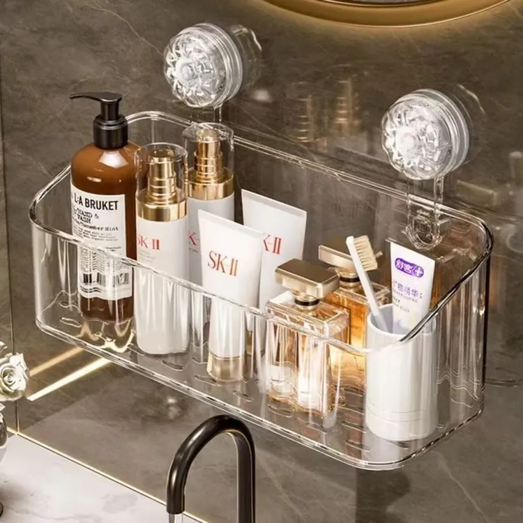 可拆卸轻奢卫生间吸盘置物架浴室免打孔壁挂墙上收纳架洗漱台神器