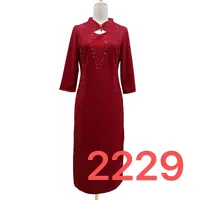 依诺2229连衣裙高贵妈妈连衣裙中式红裙优雅高端