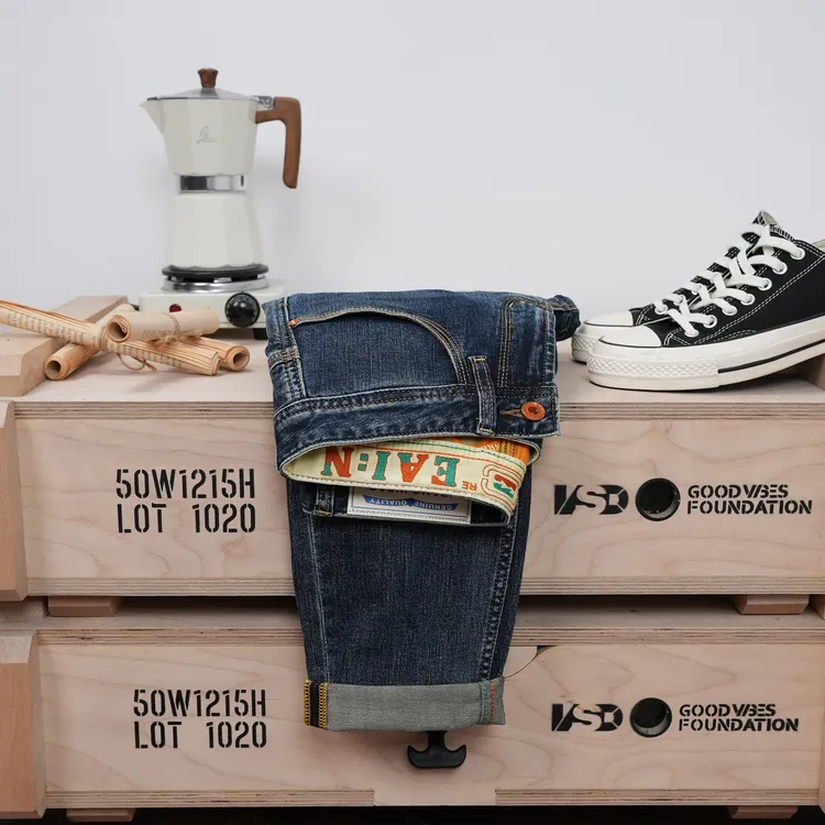 四季男裤男士牛仔裤重工水洗深蓝色微弹修身小直筒柔软舒适男装