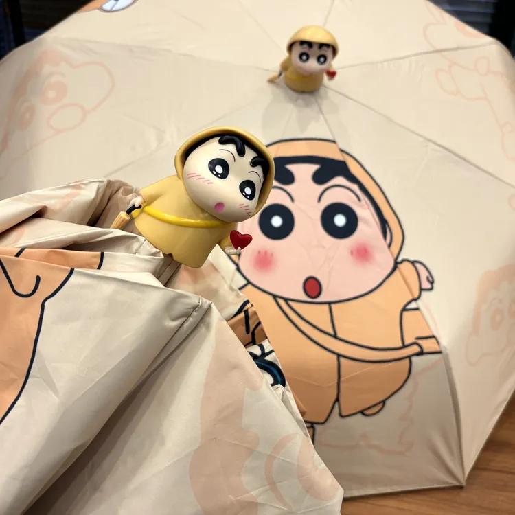 【皮卡】蜡笔小新公仔立体伞帽雨伞女晴雨两用学生折叠太阳伞周边
