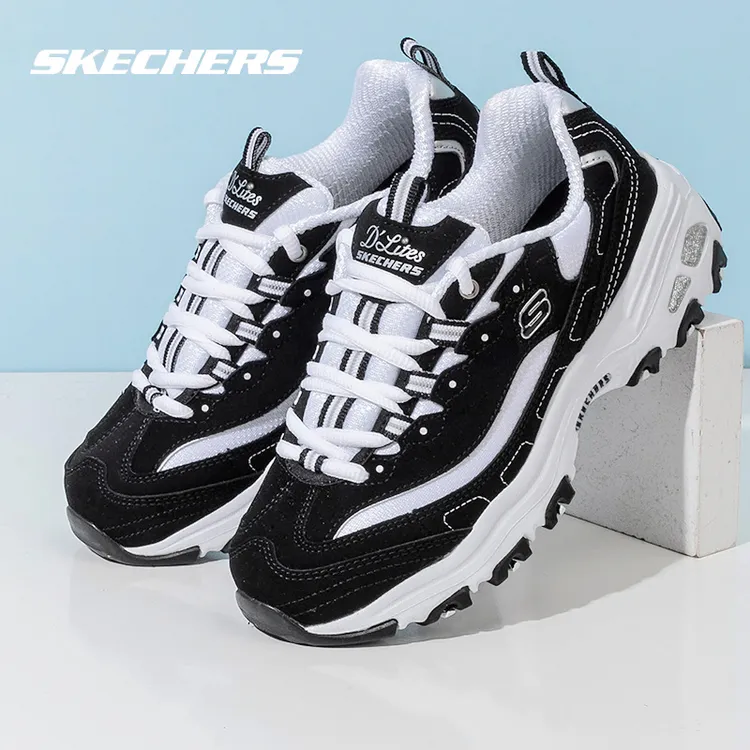 【经典款】斯凯奇黑白熊猫鞋男鞋女鞋秋季厚底老爹鞋透气休闲运动鞋