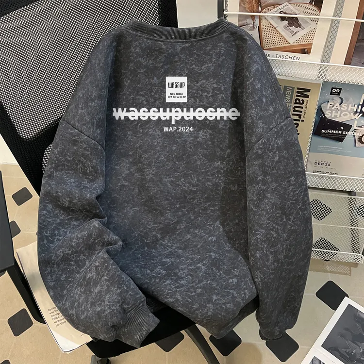 WASSUP UOSNE重磅套头卫衣男秋季oversize潮流休闲宽松挺阔上衣服