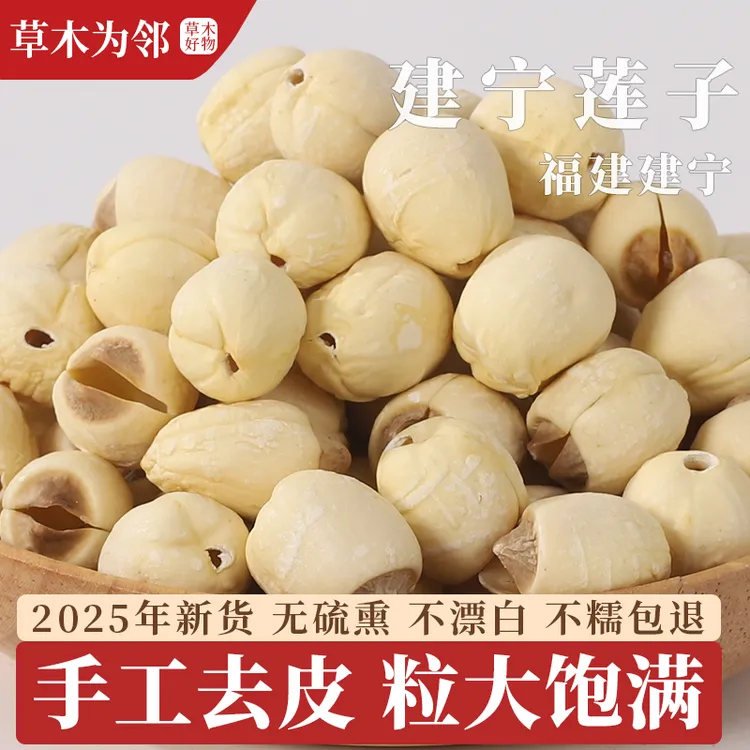福建建宁莲子2025年新货新鲜干货去芯大粒带芯白莲子特产无硫500g
