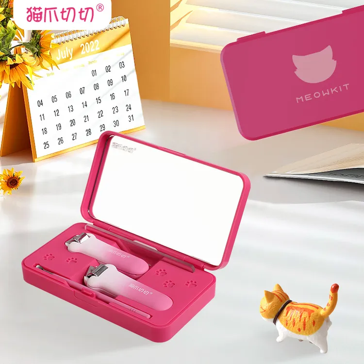 猫爪切切指甲钳套装指甲刀工具女生可爱家用斜口防飞溅便携指甲锉