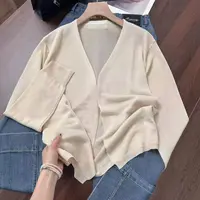 飞飞家  轻薄气质外搭~极简风无扣子外搭 百搭正肩针织衫Y7656