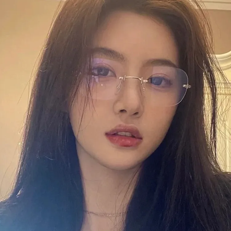 许妍同款防蓝光近视眼镜无框复古纯欲风韩版超轻镜框平光高颜值商品图