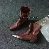 【STAR】美拉德高级感复古尖头内增高中筒时尚百搭瘦瘦靴3cm