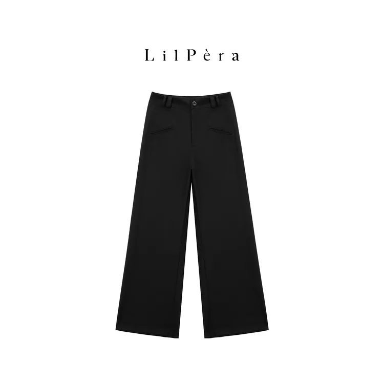 Lilpera胖梨定制 “弧裤3.0”气质百搭质感高腰西裤弯刀裤休闲裤D81