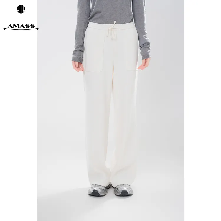 AMASS/阿玛施秋冬新款复古风气质百搭时尚雪尼尔直筒长裤 5100386