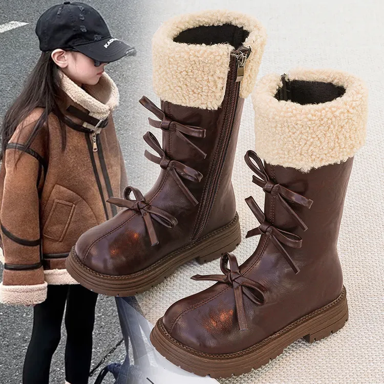 女童靴子2025新款秋冬儿童鞋马丁靴爆款加绒长靴高筒靴女宝公主靴