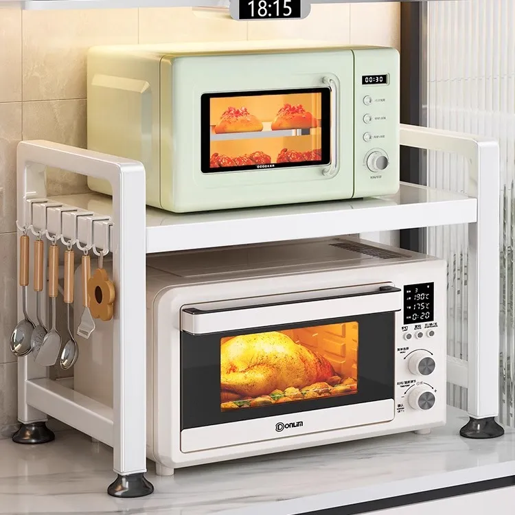 优勤厨房微波炉置物架多功能支架双层家用烤箱台面电饭煲收纳架子