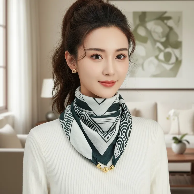 2024新款丝巾秋冬季防寒护颈防蹭衣领三角65丝巾磁吸扣洋气围脖