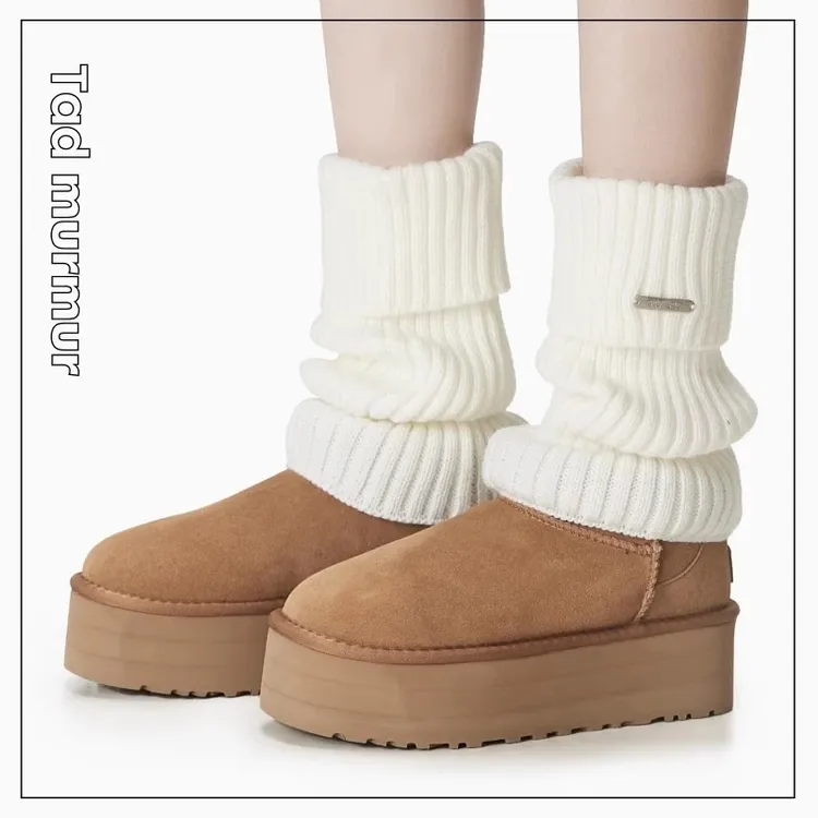 针织袜套白色袜子女小腿袜JK雪地靴子腿套秋冬保暖加厚长筒堆堆袜