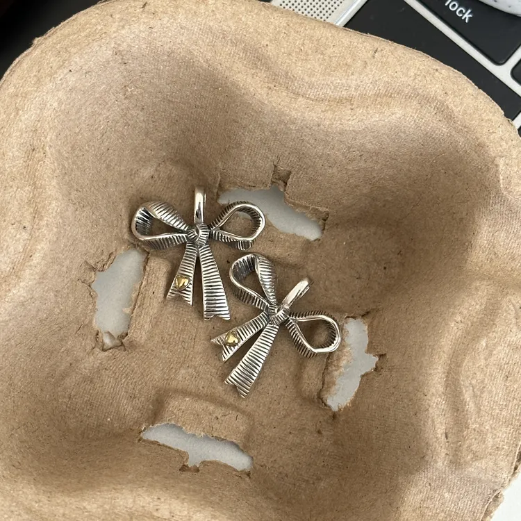 吊坠925银 原创设计时尚简约百搭气质女蝴蝶结银吊坠 3919