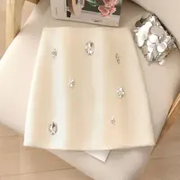 丝柏舍2025秋装新款女装钉钻修身优雅短款A字高腰半身裙S53B4091B