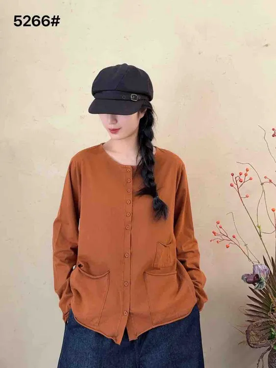 宽松型圆领常规款拼接长袖T恤网红ins秋季复古套头