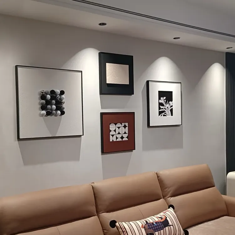 立体砂岩极简黑白意式组合客厅餐厅装饰画房间新款挂画背景墙沙发