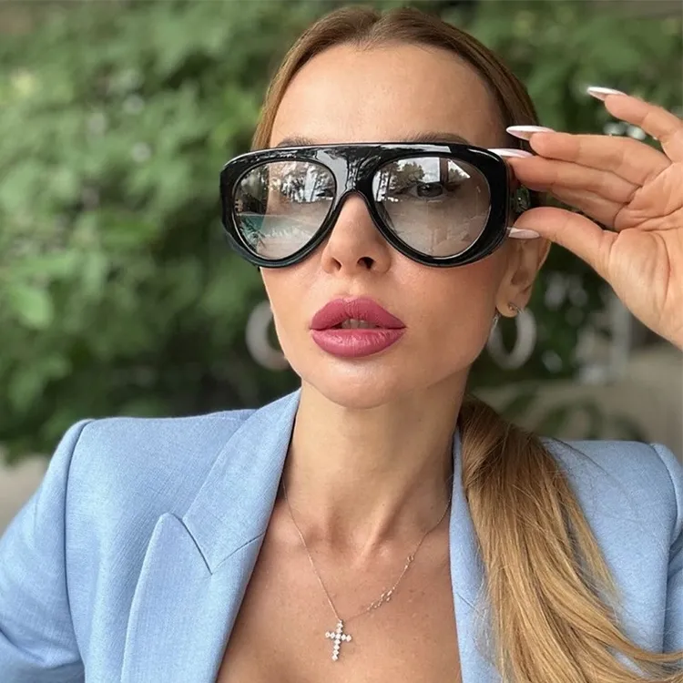 欧美复古大框显瘦防晒墨镜女高级感个性网红时尚飞行员款太阳眼镜