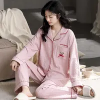 A600-A699 睡衣女春秋款长袖长裤休闲家居服套装可外穿