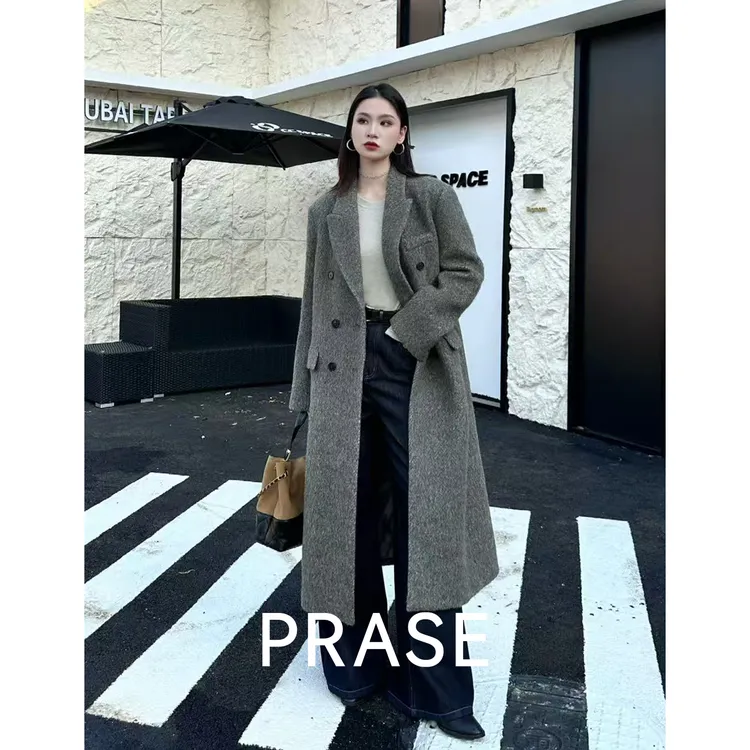 PRASE·噜【雪域大衣】羊驼毛绵羊毛秋冬西装毛呢大衣外套女PR511E05