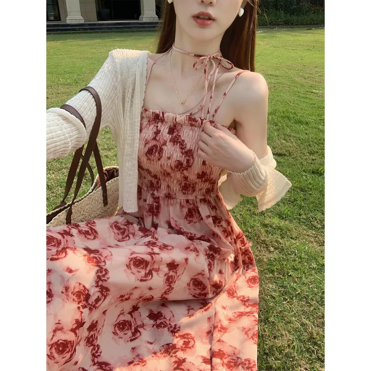 短裙长裙显瘦包臀裙微胖加大大码法式吊带抹胸连衣裙胖裙子茶歇裙