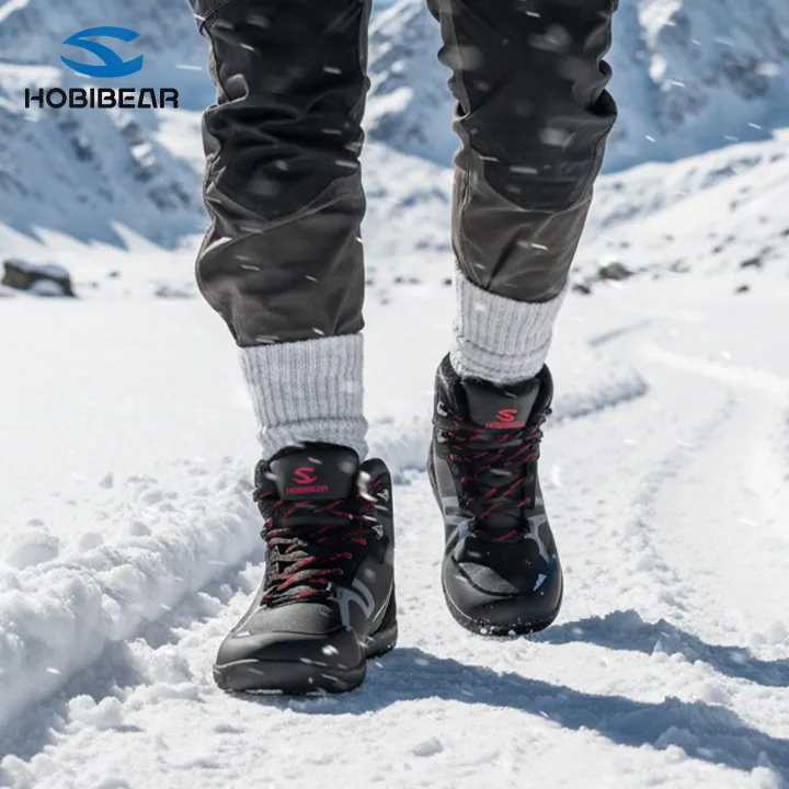 HOBIBEAR户外休闲宽头马丁靴秋冬季新款雪地靴加绒保暖男士工装靴