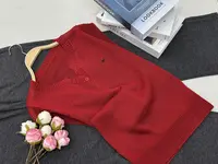 【红色剪刀领套头】新款气质款针织短袖上衣QC3872