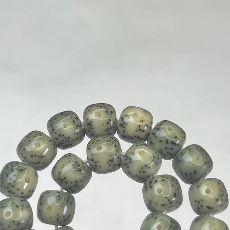 绿幽灵石玉料9x8桶珠桶体留白单圈男女饰品原生态高抛高油
