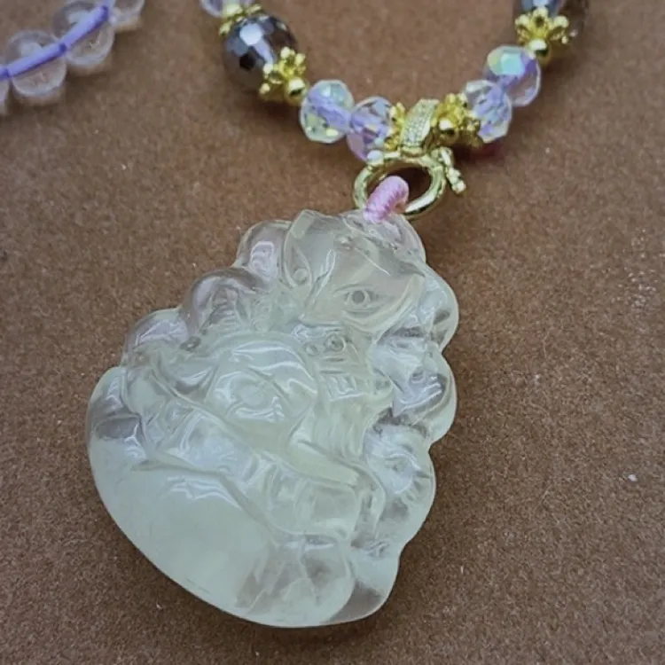 非金属珐琅项链 【幸运狐】G爆款天然九尾狐吊坠配百搭款唐卡链