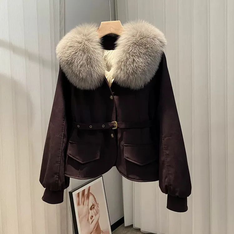 〈纪朵研〉1648双色冬款时尚短款保暖女森系女款外套