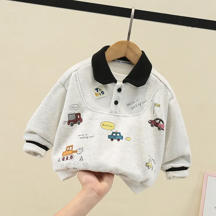 儿童春秋卫衣男女童新款洋气POLO衫上衣宝宝休闲一体绒时髦衣服潮