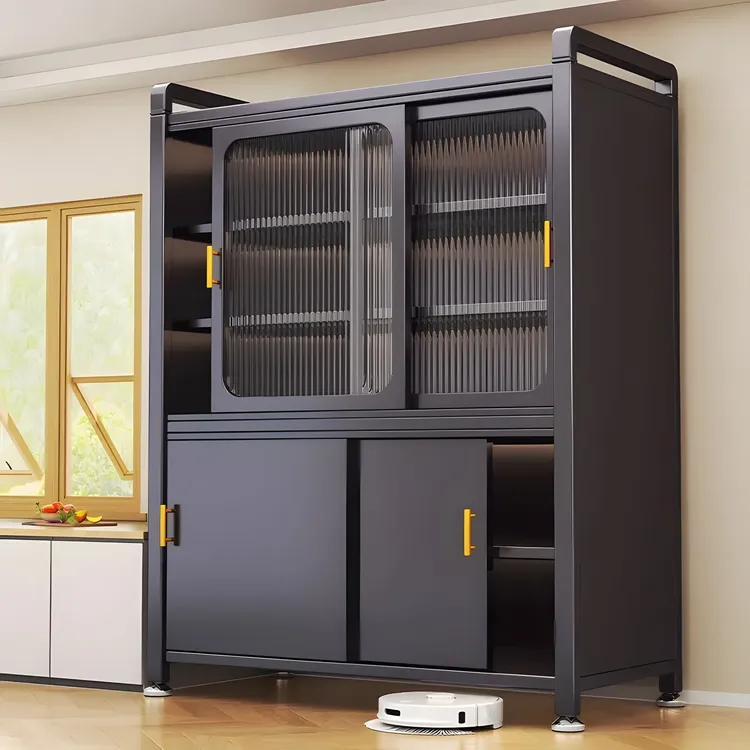 厨房多功能置物架落地分层微波炉收纳柜家用橱柜储物柜碗柜餐边柜