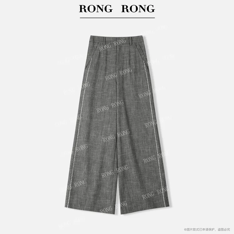 溶溶【初光漫步】RONGRONG 侧缝竹节工艺商务通勤风直筒西裤8969