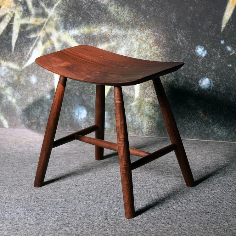 有斐家精致望舒凳实木凳北美黑胡桃时尚家具创意简约新中式化妆